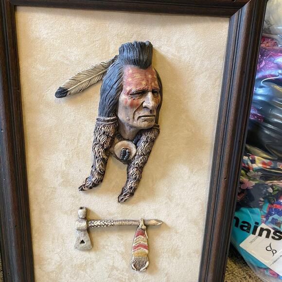 Neil J.Rose White Tail Native Indian Sculpture Frame WHIRLWIND FEARSNOMAN Lotof2 - Picture 5 of 5